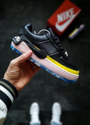 Nike air force 1 low black pink yellow2 фото