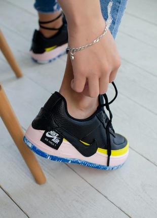 Nike air force 1 low black pink yellow4 фото