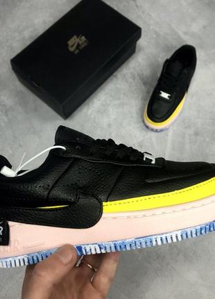 Nike air force 1 low black pink yellow6 фото