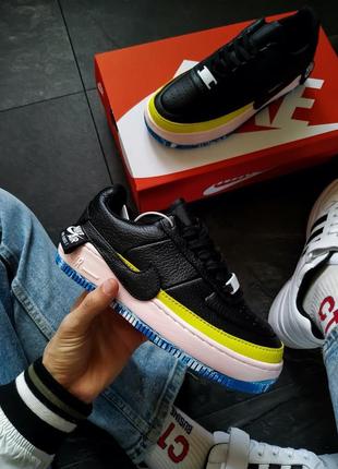 Nike air force 1 low black pink yellow7 фото