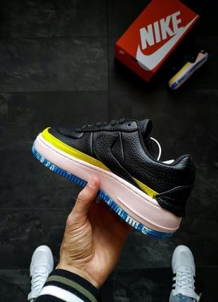 Nike air force 1 low black pink yellow8 фото