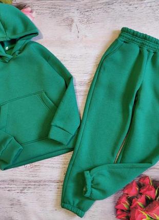 Утепленный спортивный костюм с начесом для девочки