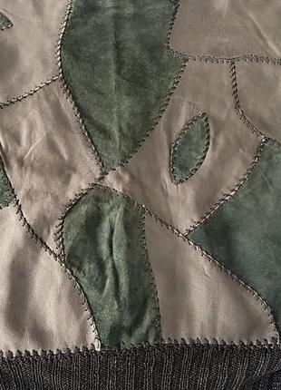 Кожаный винтажный джемпер ручная работа3 фото
