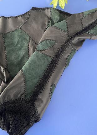 Кожаный винтажный джемпер ручная работа6 фото