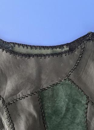 Кожаный винтажный джемпер ручная работа10 фото