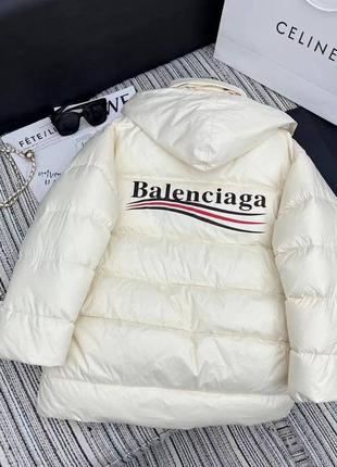 Куртка дутая с капюшоном в стиле balenciaga удлиненная черная молоко