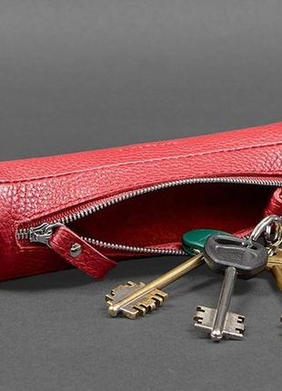 Чехол для ключей кожаный ключница на змейке красная 3.15 фото