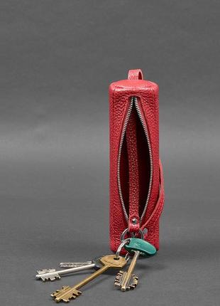 Чехол для ключей кожаный ключница на змейке красная 3.14 фото