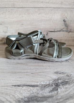 Кожаные новые женские оливковые спортивные босоножки merrell terran 3 cush lattice 37 р 24 см