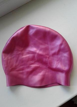 Брендовая розовая с блестками детская подростковая шапочка для плавания speedo3 фото