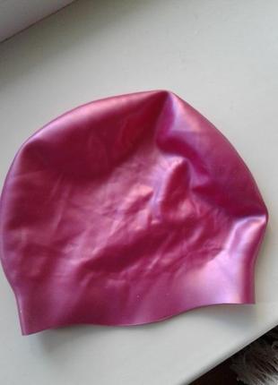 Брендовая розовая с блестками детская подростковая шапочка для плавания speedo5 фото