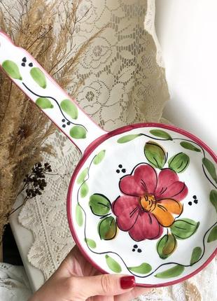 Настінний декор керамічна сковорідка ручний розпис вінтаж голландія5 фото