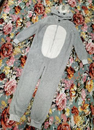 Теплая,плюшевая пижама, которыегуруми-"единорог" для девочки 11-12 лет