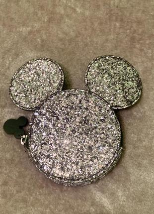 Кошелек мики маус disney черного цвета с серебристыми блестками