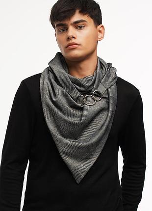Iшарф дизайнерский  "эдинбург", серый,  2х  сторонний , трикотажный