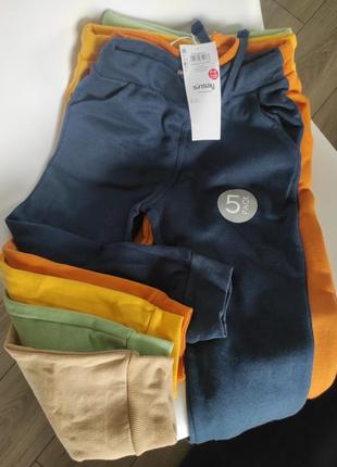 Трикотажные брюки утепленные джоггеры синие бежевые желтые оранжевые 5 лет мальчику 110 рост9 фото