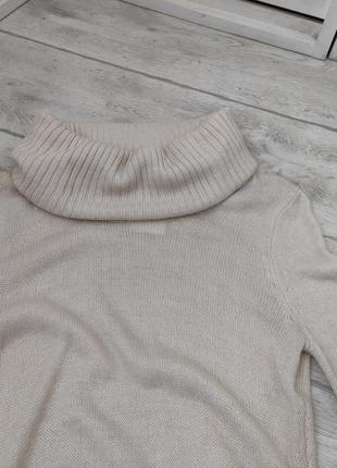 Свитер-платье удлиненный тонкий, теплый, цвета слоновой кости от бренда "h&amp;m".8 фото