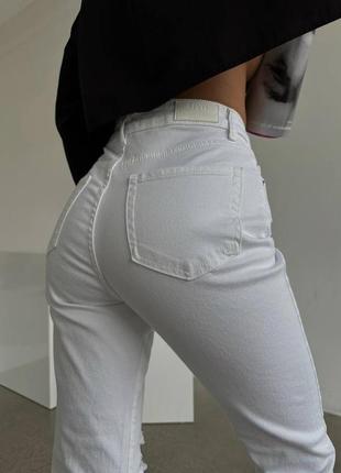 Накладной платеж❤ турецкие джинсы мом на высокой талии с рваностями на коленях1 фото