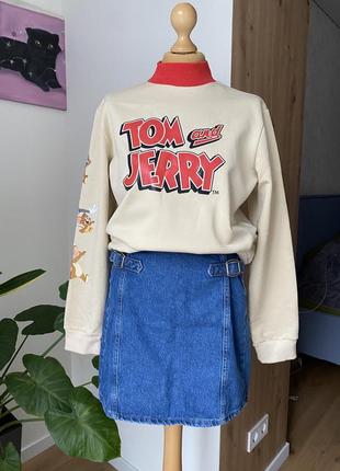Кофта на флисе, джинсовая юбка, топ велюровый1 фото