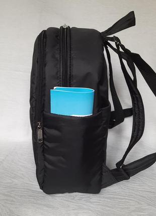 Рюкзак  дутик тканевый на синтепоне стеганый черный два отделения под а4 с карманами2 фото