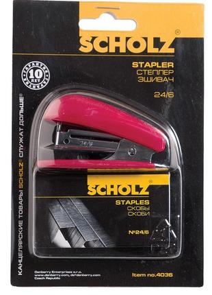 Степлер 24/6 mini"scholz" 4036 червон.(20арк.) 20мм , шт