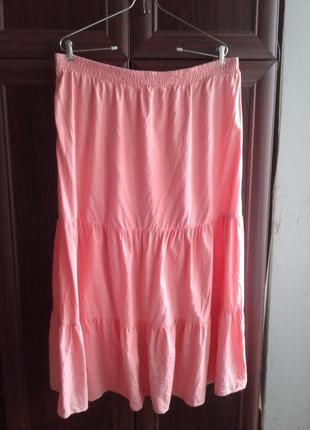 Трехъярусная хлопковая юбка в пол кораллового цвета nutmeg индия батал2 фото