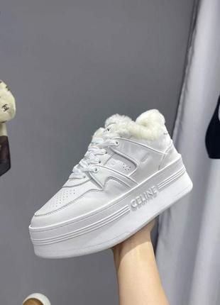 Меховые кроссовки в стиле celine