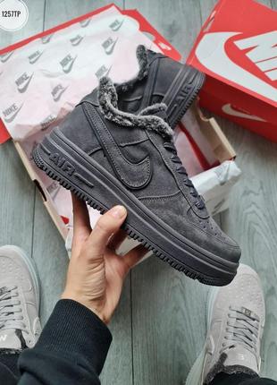 Мужские зимние черные серые кеды на меху найк nike air force low winter [40-44]2 фото