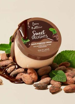 Универсальный крем для лица и тела с органическим маслом какао и мятой love nature