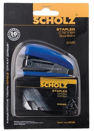 Степлер 24/6 mini"scholz" 4036 син.(20арк.) 20мм , шт