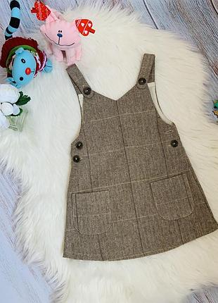 Фирменный тёплый сарафан tu малышке 3-4 года