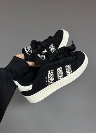 Женские кроссовки adidas campus black leopard