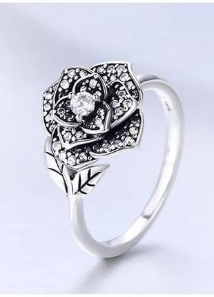 Серебряное кольцо "алмазная роза"1 фото