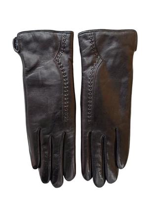 Черные кожаные перчатки с натуральным мехом pitas ln0328js для сенсорных экранов3 фото