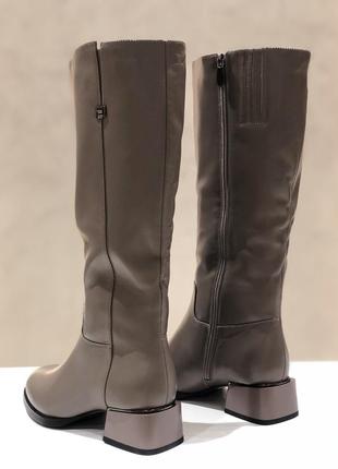 Сапоги женские зимние серые на низких каблуках из натуральной кожи 1f3885f-2100-c1860 molka 32554 фото