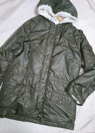 Тепла куртка-парка, "аляска", на штучному хутрі,вінтажна,m-l.5 фото