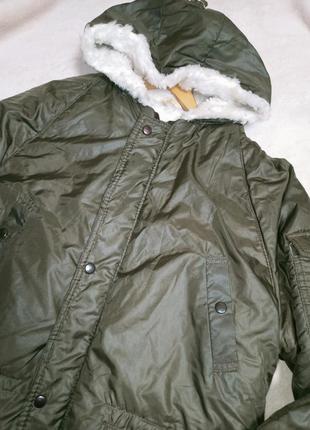 Тепла куртка-парка, "аляска", на штучному хутрі,вінтажна,m-l.6 фото