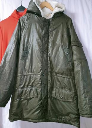 Тепла куртка-парка, "аляска", на штучному хутрі,вінтажна,m-l.2 фото