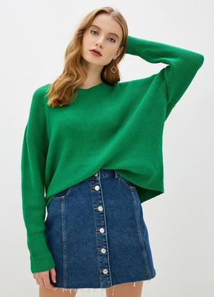 Зеленый свитер джемпер с вискозой moocci. свободный крой, с горловиной3 фото