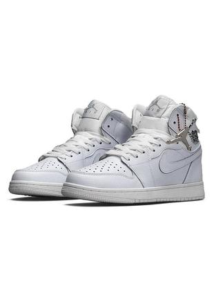 Мужские кроссовки nike air jordan 1 high all white