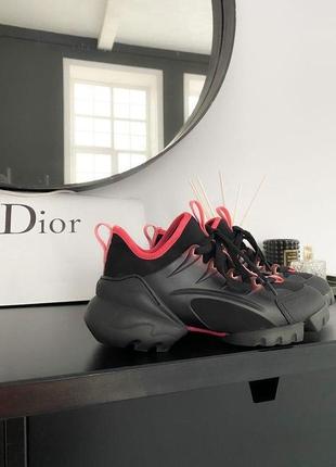 Кроссовки женские dior d-connect sneaker black pink диор конект9 фото
