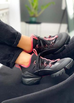 Кроссовки женские dior d-connect sneaker black pink диор конект2 фото