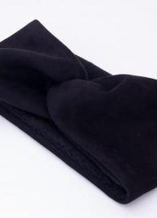 Повязка эко-замш на флисе черный , с узелком. чалма эко замш кашемир с флисом.