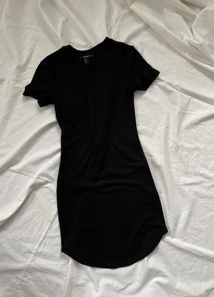 Платье платье в рубчик черная1 фото
