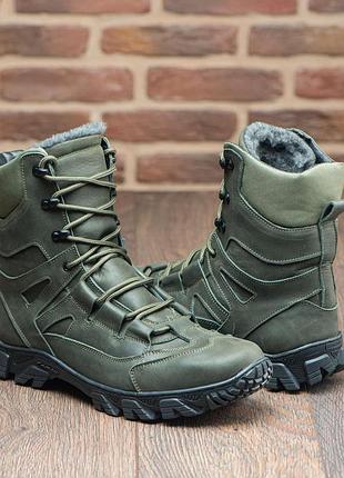 Берци на хутрі зимові зсу хакі чоловічі,жіночі,тактичні берці олива зима,зелені...