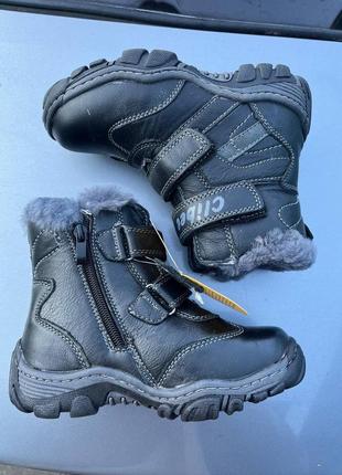 Новые детские зимние ботинки кожаные clibee