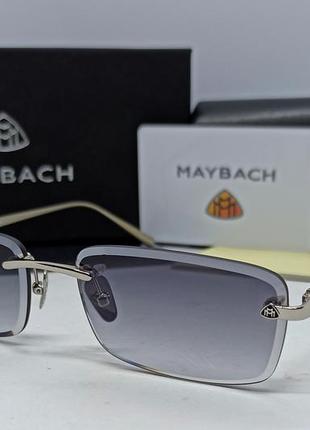 Maybach очки унисекс солнцезащитные узкие серый градиент в серебристом металле безоправные