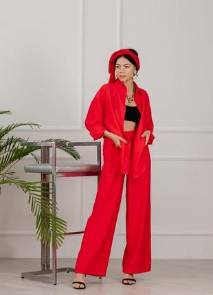 Костюм жіночий лляний оранжевий modna kazka mkaz6044