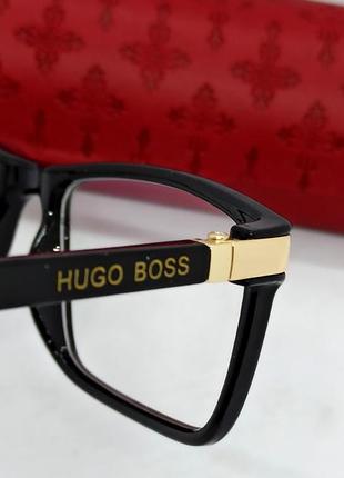 Очки в стиле hugo boss унисекс имиджевые оправа для очков черный глянец в жёстком футляре9 фото