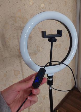 Круглая кольцевая селфи-лампа с держателем для телефона hx300 30 см2 фото